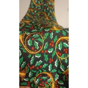 Vintage 90s Y2K Addiction Christmas Necktie French Horn Holly AOP EUC‎